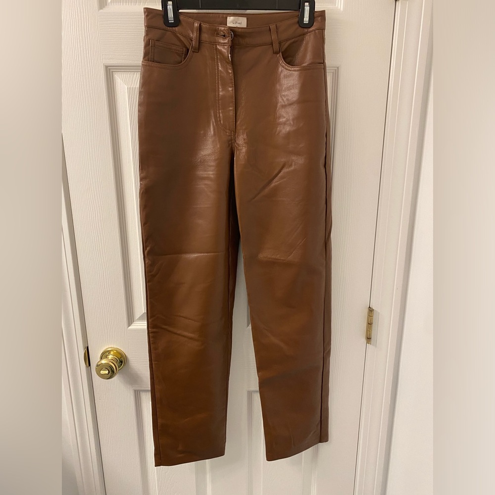Aritzia Wilfred Brown Faux Leather Pants
